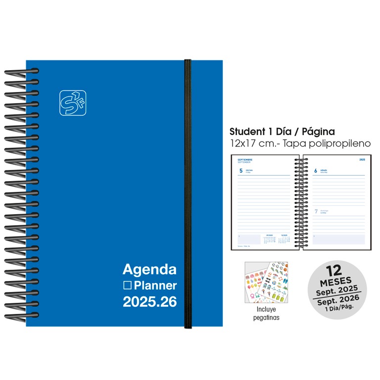 AGENDA ESC. D/P 12X17 25/26 AZUL