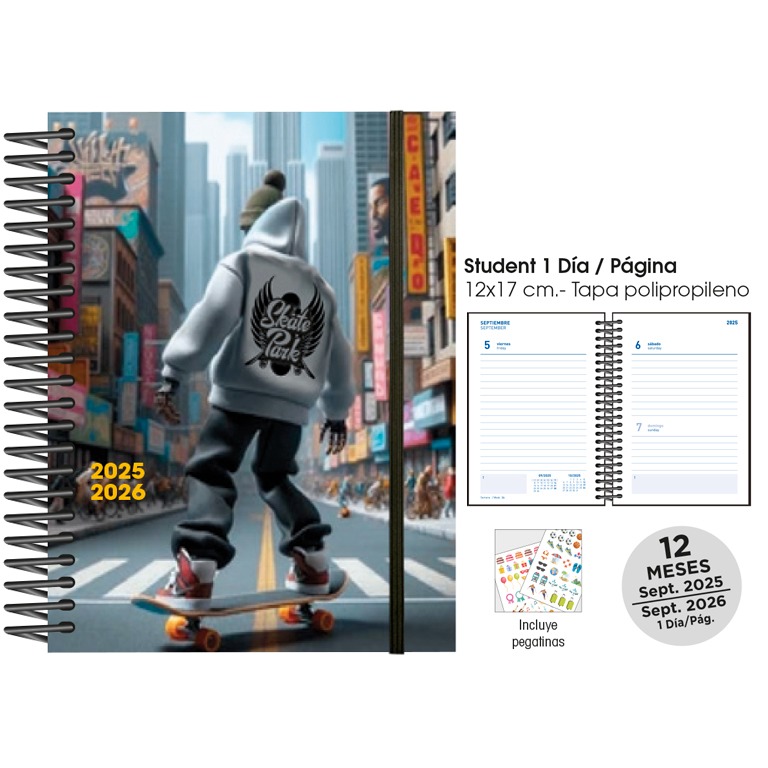 AGENDA ESC. D/P 12X17 25/26 SKATEBOARD