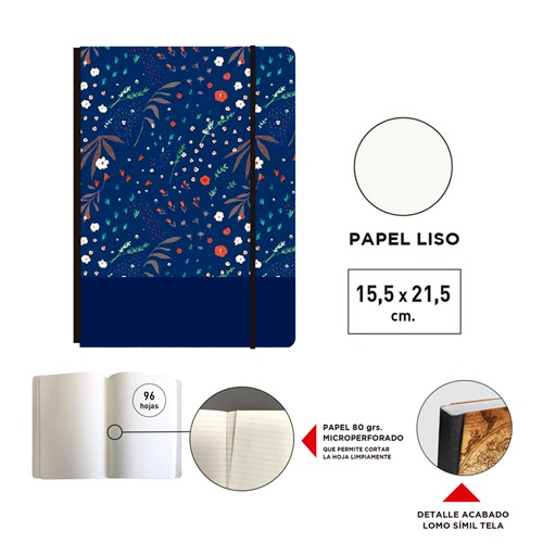 CARNET NOTAS 96H LISO MICROP.FLORES F