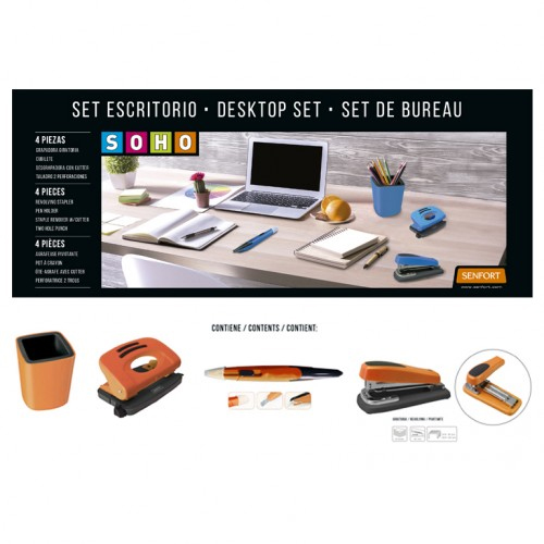 SET ESCRITORIO 4 PIEZAS SOHO NARANJA
