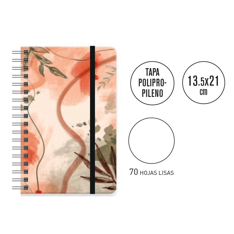 CUADERNO NOTAS C/GOMA 70H LISO SUNSET