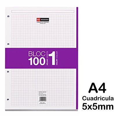 REC. A4 5X5MM 100 HOJAS 70GR. VIOLETA