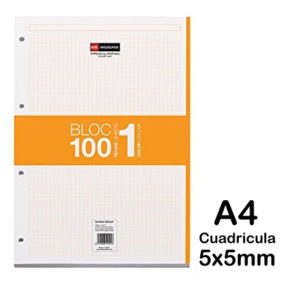 REC. A4 5X5MM 100 HOJAS 70GR. NARANJA