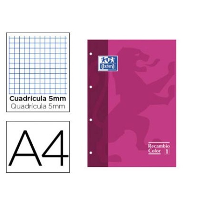 RECAMBIO OXFORD A4 80H 90GR 5X5 ROJO