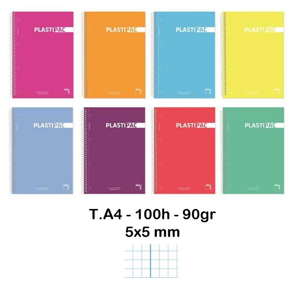 LIBRETA FOLIO 100H 90GR 5X5 V. COLORES