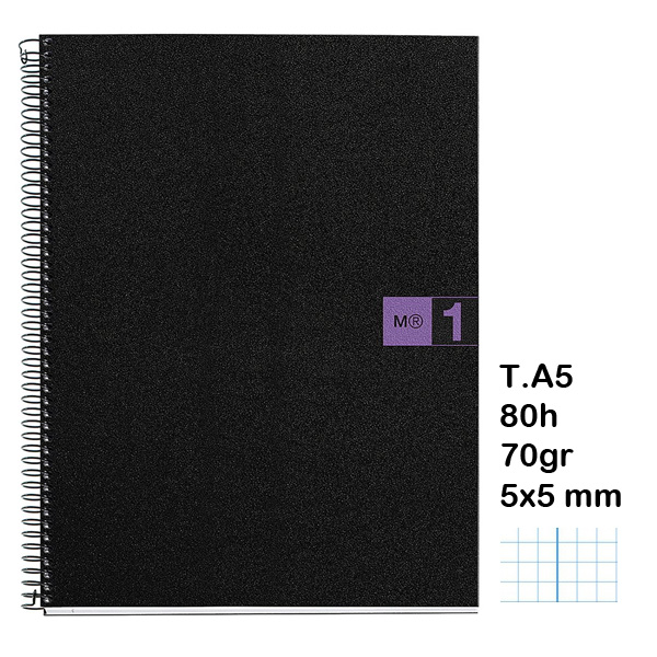 CUADERNO NOTEBOOK 80H 5X5 A5 VIOLETA