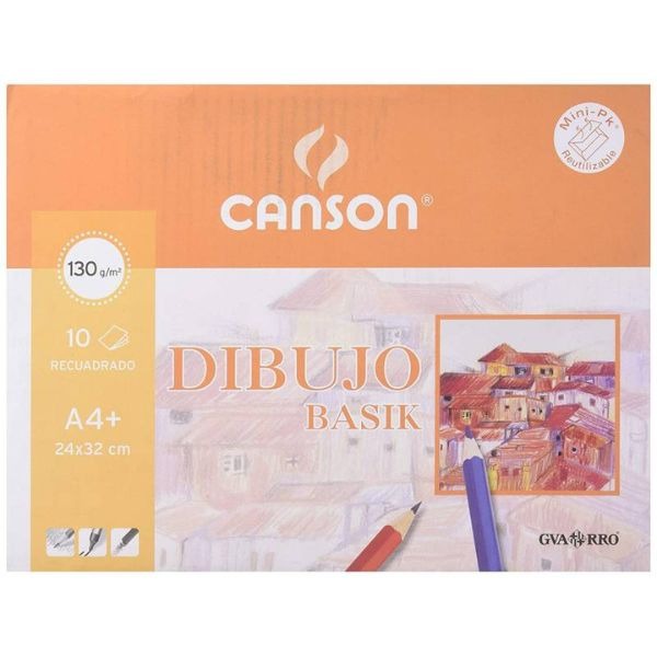 PAQ. 10 HOJAS A4 BASIK 130GR CANSON