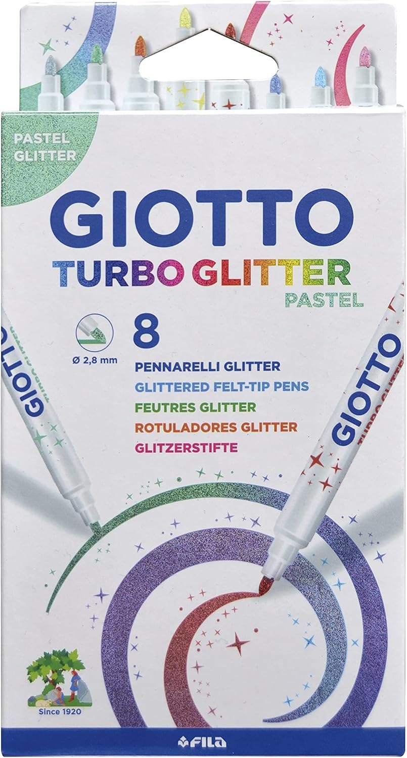 CAJA 8 ROTULADORES TURBO GLITTER PASTEL