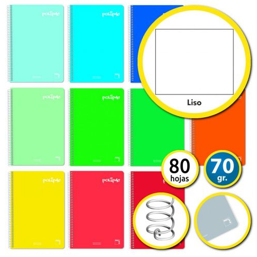 LIBRETA FOLIO 80H 90GR LISA TAPA PLASTI