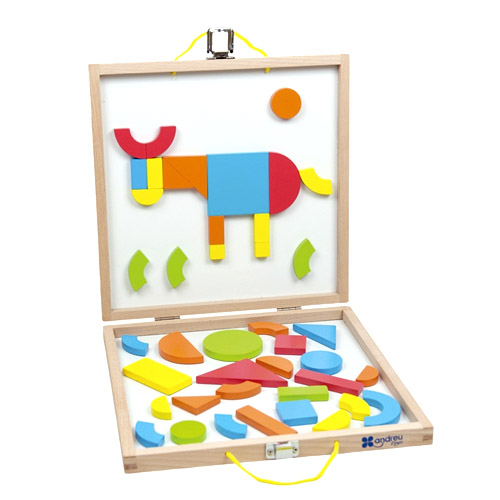 CAJA FORMA GEOMETRICAS MADERA 42 PIEZAS