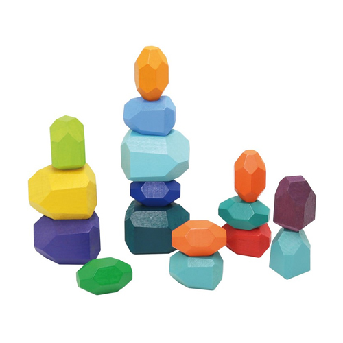 WOODEN STACKING STONES 16PCS.