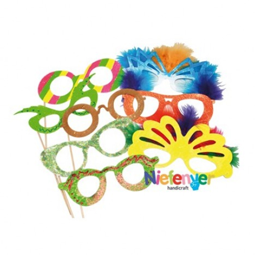 PACK 6 ANTIFACES DE CARTULINA+PALOS+GOM
