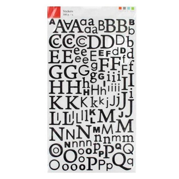 PAQ.300 PEGATINAS NUMEROS Y LETRAS NEGR