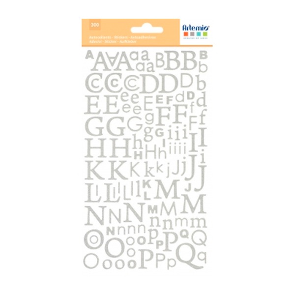 PAQ.300 PEGATINAS NUMEROS Y LETRAS PLAT