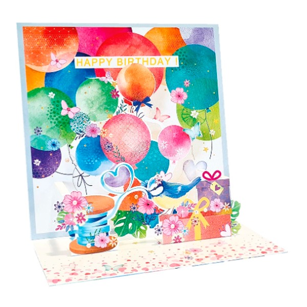 TARJETA 3D POP-UP GLOBOS