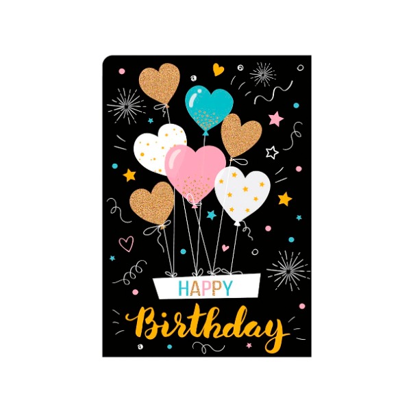 TARJETA ZIG-ZAG GLOBOS Y CORAZONES