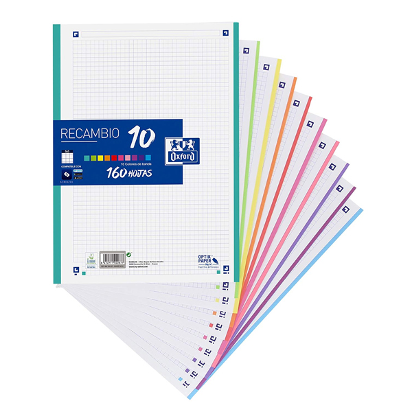 RECAMBIO A4 5X5 160H 4TAL.10COL.OXFORD