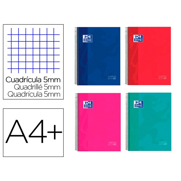 LIBRETA A4+ ESP. T/D 5X5 150H 10COL.OXF
