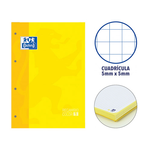 RECAMBIO OXFORD A4 80H 90GR 5X5 AMARILL