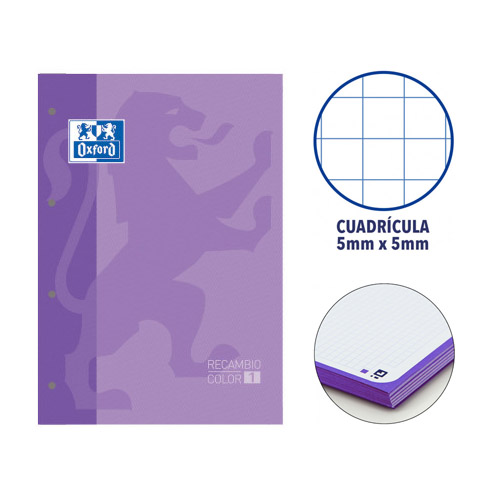 RECAMBIO OXFORD A4 80H 90GR 5X5 VIOLETA