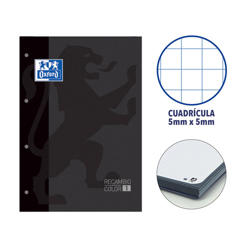 RECAMBIO OXFORD A4 80H 90GR 5X5 NEGRO