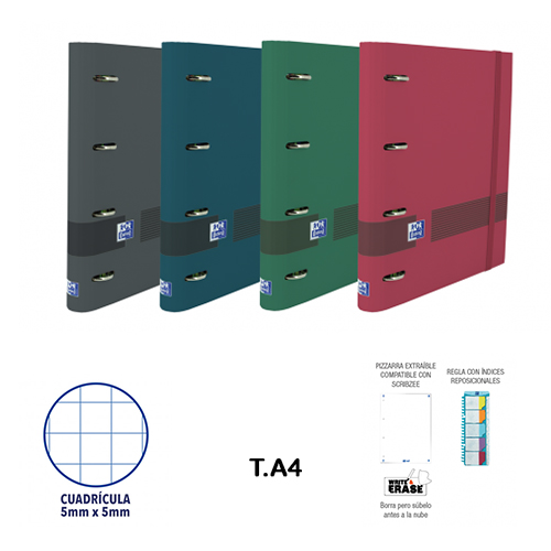 CARPETA 4ANILL.+REC.A4+ 5X5 OXFORD
