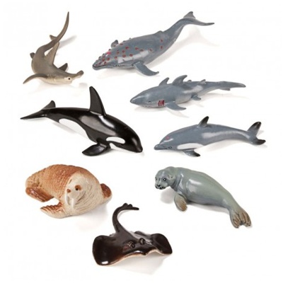 BOTE 8 ANIMALES MARINOS PLASTICO