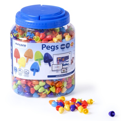 BOTE 1300 PEGS 15MM DIFERENTES COLORES
