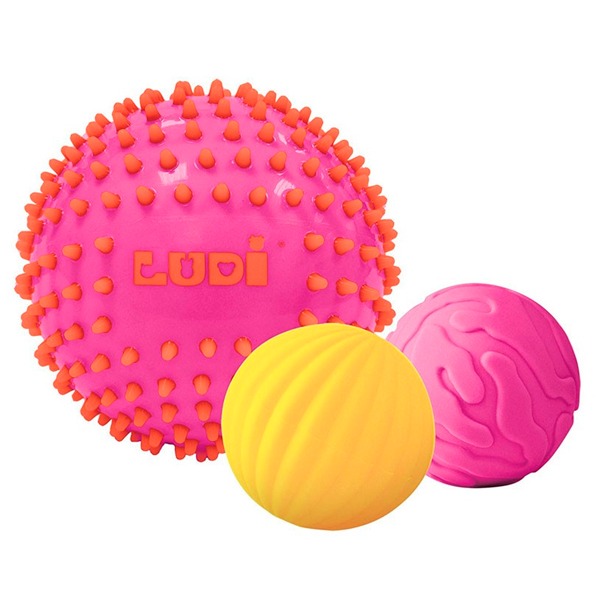 PELOTA SENSORIAL BICOLOR ROSA/AMARILLO