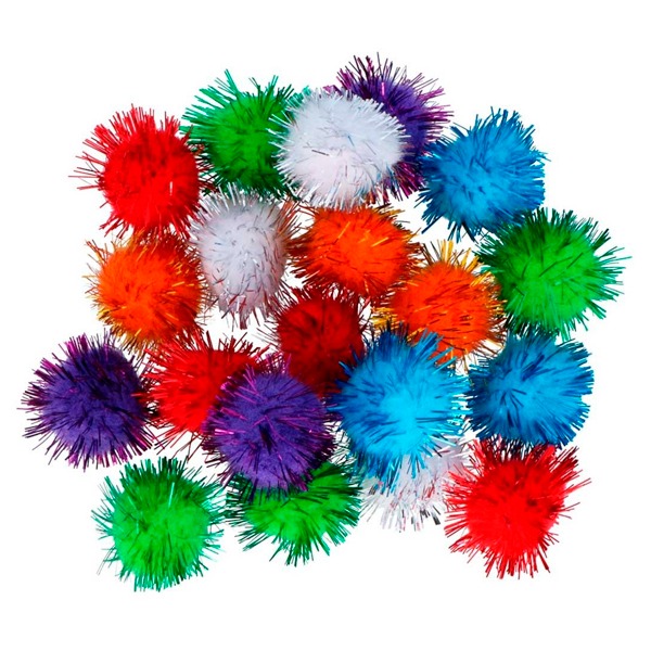PAQ. 50 POMPONES 50MM COLORES BRILLANTE