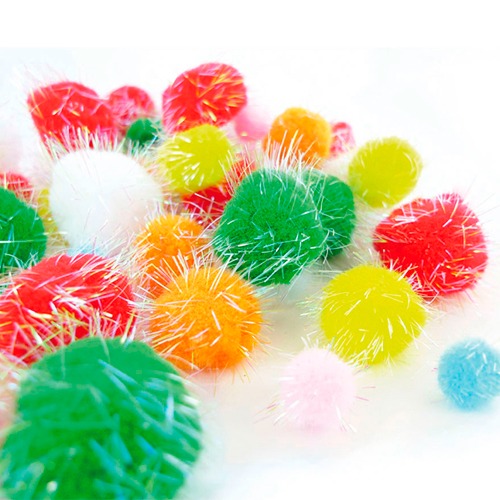 PAQ. 100 POMPONES 1/3MM ACRILIC BRILLAN