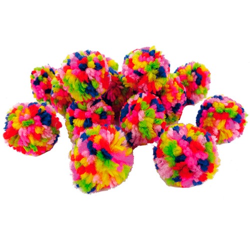PAQ. 100 POMPONES 30MM LANA MULTICOLOR