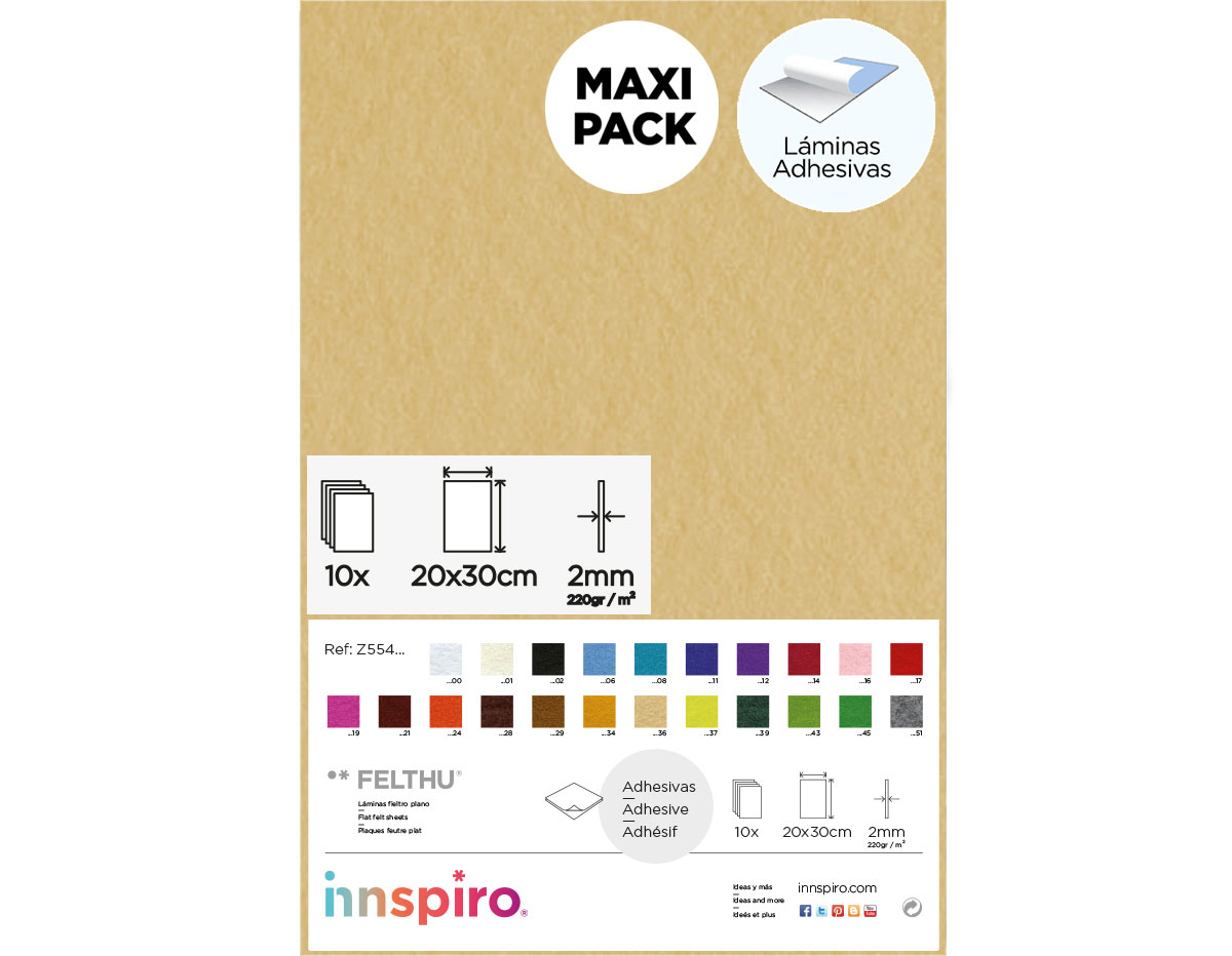 FIELTRO 20X30CM ADHESIVO 220GR BEIGE