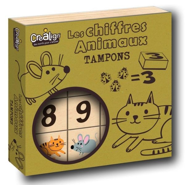 TAMPONES DE NUMEROS CON ANIMALES MADERA