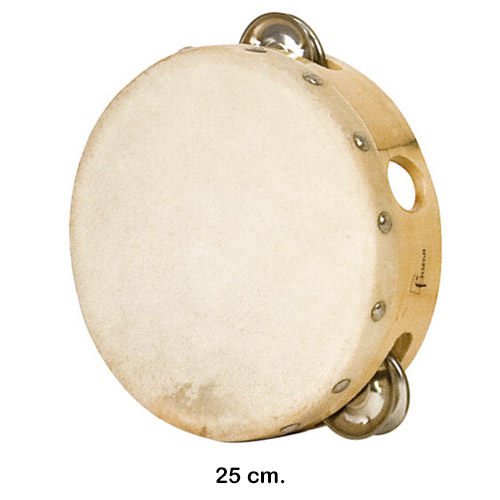 PANDERETA DE PIEL NATURAL 25 CM