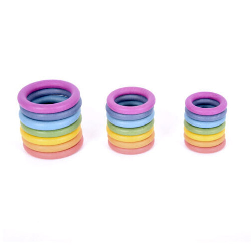 ANILLOS DE MADERA ARCOIRIS - 21 PIEZAS