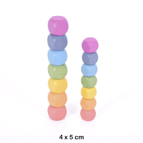 CUBOS DE MADERA ARCOIRIS - 14 PIEZAS