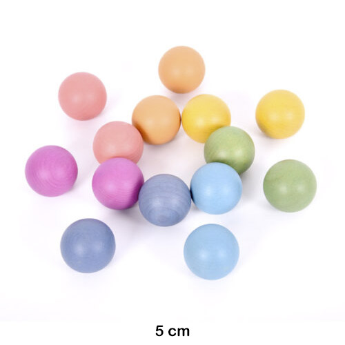 BOLAS DE MADERA ARCOIRIS - 14 PIEZAS