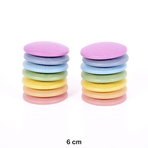 DISCOS DE MADERA ARCOIRIS - 14 PIEZAS