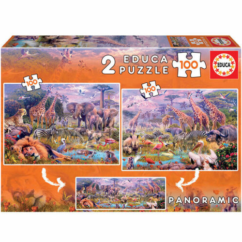 PACK 2 PUZZLES ANIMALES SALVAJES - 100PZ
