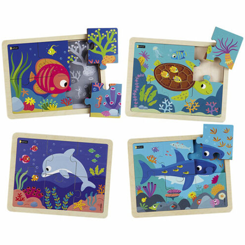 LOTE 4 PUZZLES -ANIMALES DEL MAR- 6PIEZ