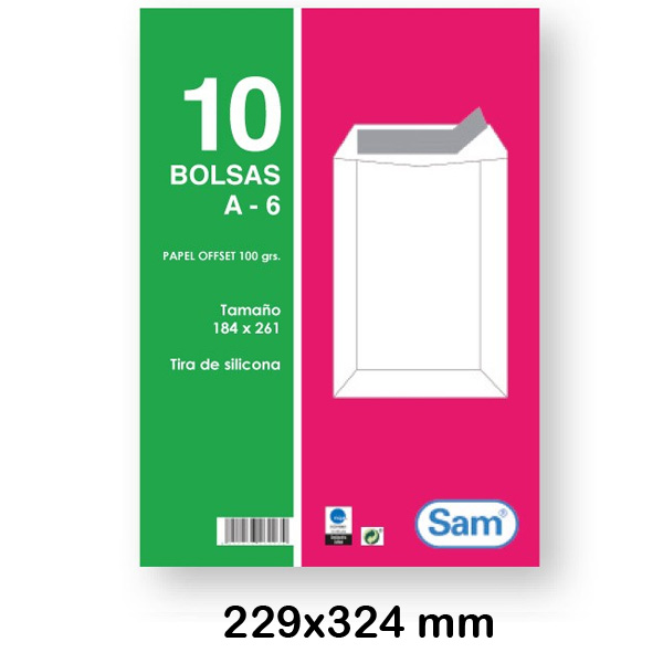 PAQ.10 BOLSAS 184X261MM 100G BLANCO