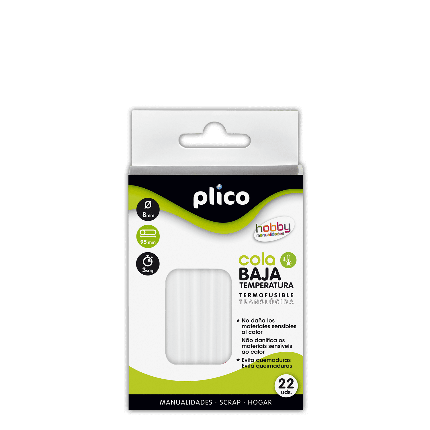 PACK 22 BARRAS SILICONA 8MMX9'5CM B/TEMP