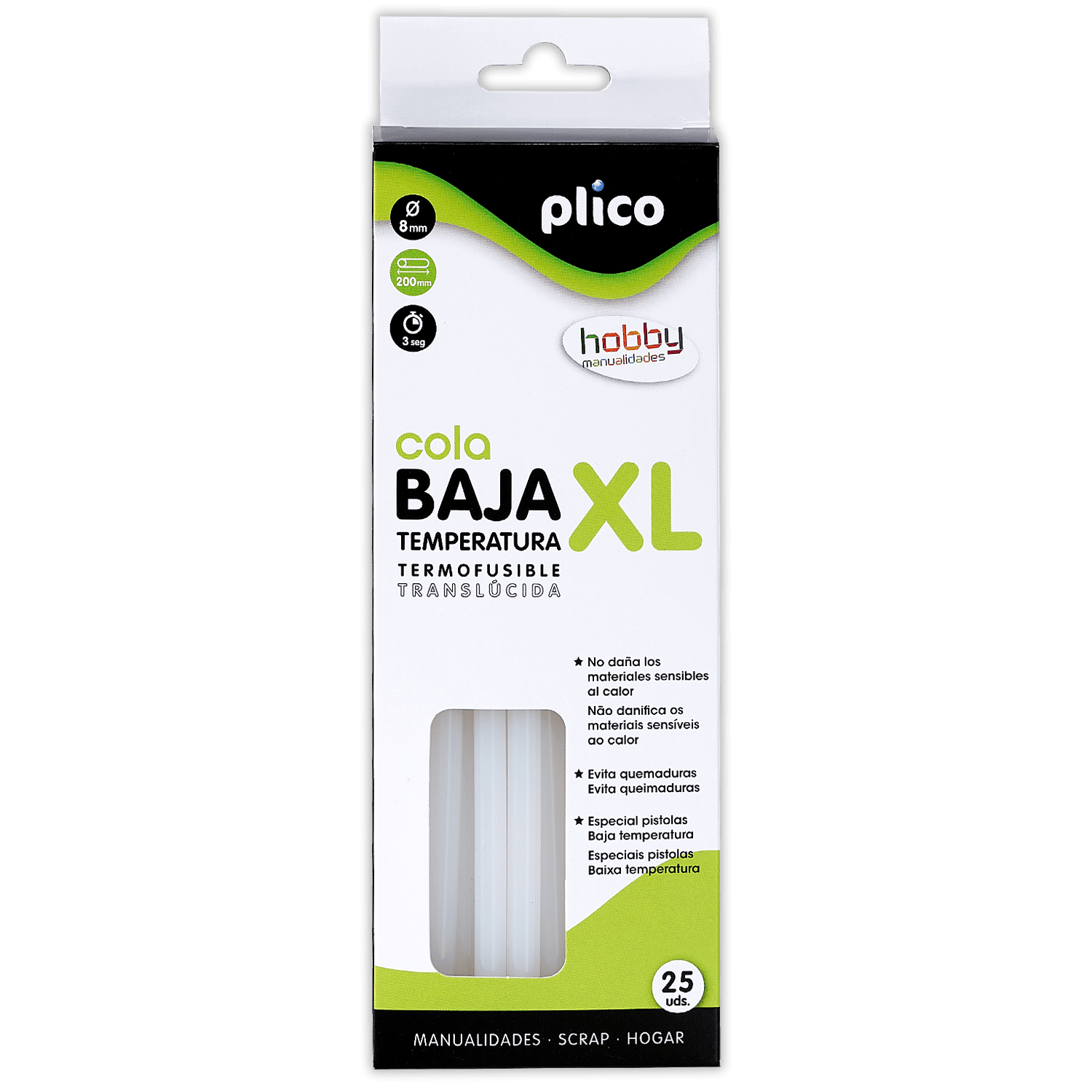 PACK 25 BARRAS SILICONA 8MMX20CM B/TEMPE