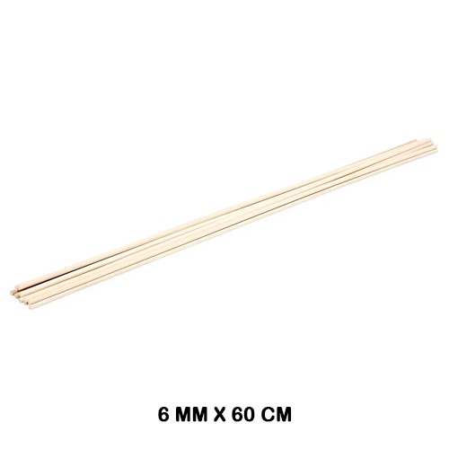 PAQ. 10 PALOS MADERA REDONDOS 6MMX60CM