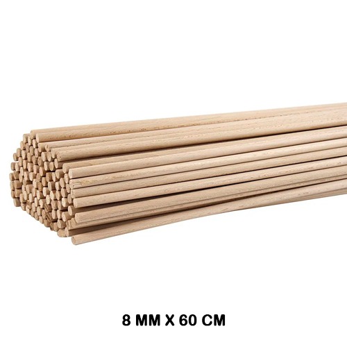 PAQ. 10 PALOS MADERA REDONDOS 8MMX60CM