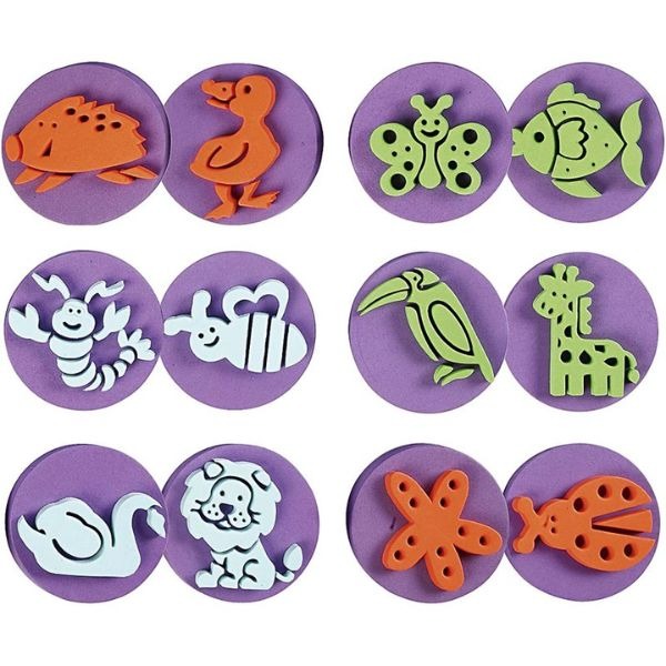PACK 12 TAMPONES GOMA EVA 7'5CM ANIMALE