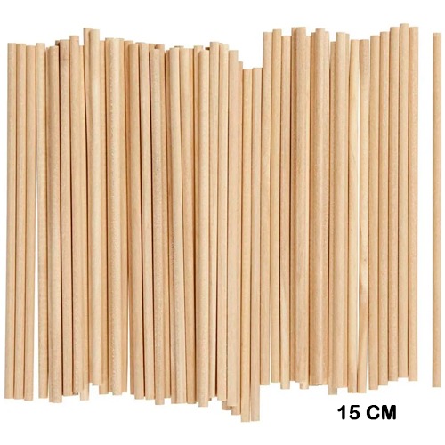 PAQ 100 PALOS MADERA REDONDOS 4MM NATUR