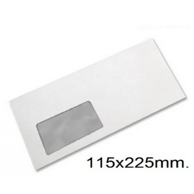 CAJA 500 SOBRES 115X225MM BLANCO V/IZQ.