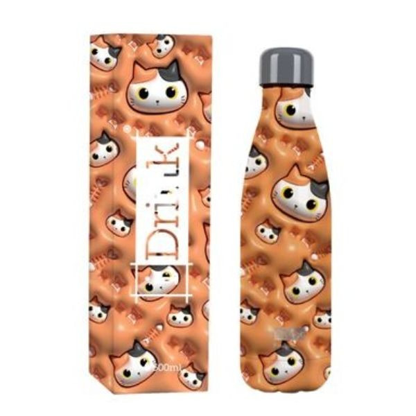 BOTELLA TERMICA 500ML ORANGE CAT 3D